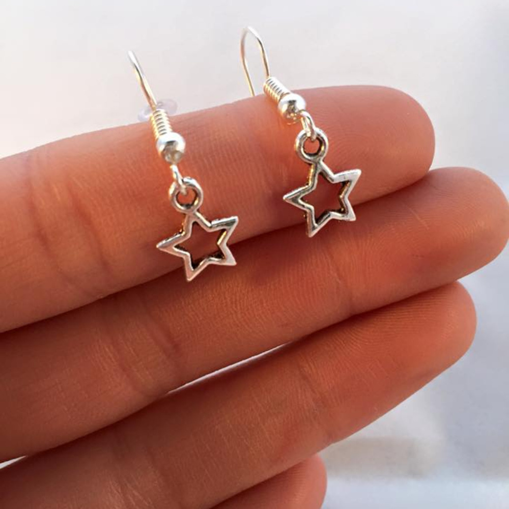 Silver Star Earrings on Hypoallergenic Hooks!
